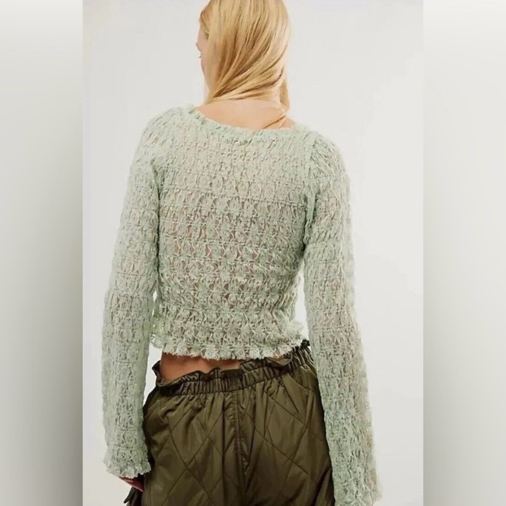 Free People FP One Madison Women’s Blouse Top Mint Cameo Green Lace Size Small - Picture 2 of 14